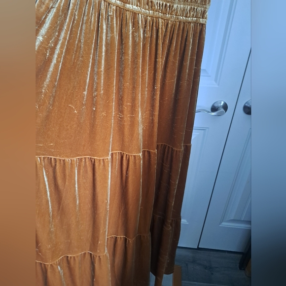 BALTIC Born Artemis Velvet Tiered Maxi Dress Dark Spice RUST BRONZE Boho XL - Picture 8 of 11